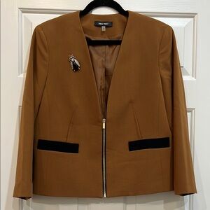 Nine West Zip Front V-Neck Blazer Size 12